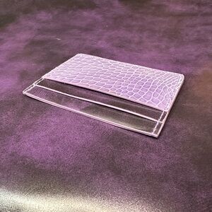 Purple Glazed Alligator & Purple Cordovan Leather Card Holder (not embossed)